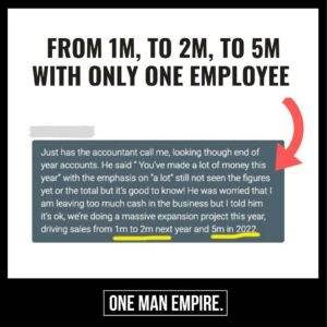 B From 1M, to 2M, to 5M with only one employee +